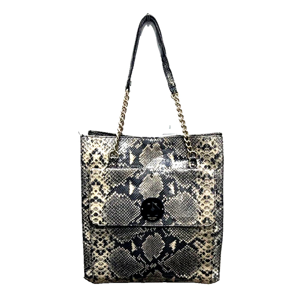 Kate Spade Grey Beige Snake Effect Leather South Kensington Denee Tote, NEW